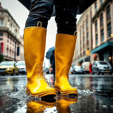 yellow rain boots