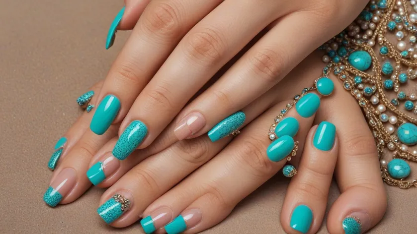 turquoise nails