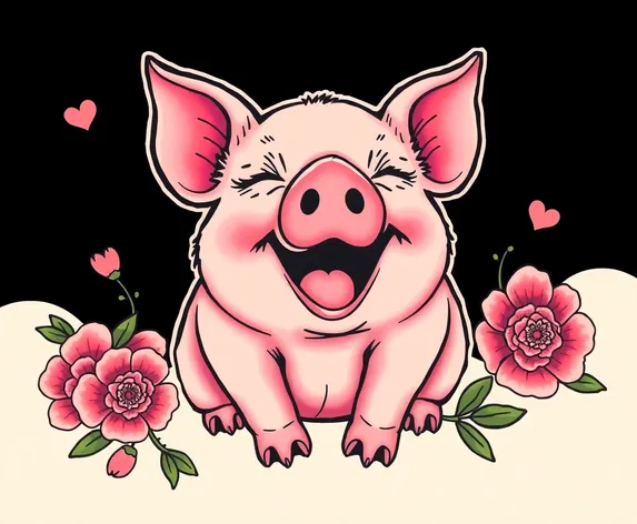 babypig laughin design tattoo