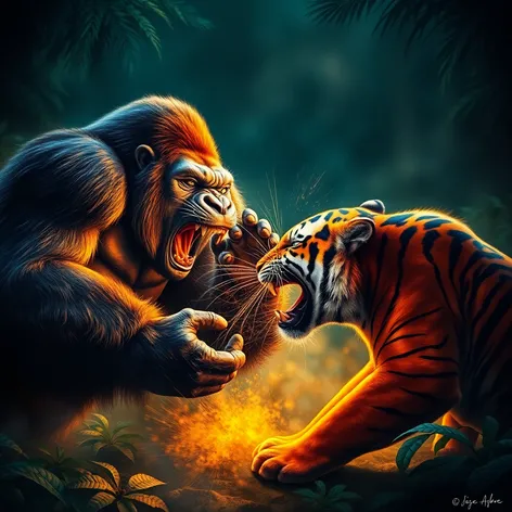 gorilla vs tiger fight