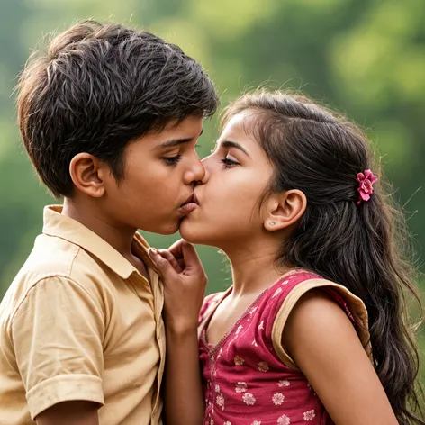 Indian girl kissing her