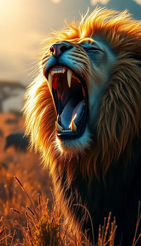 lion roaring drawing