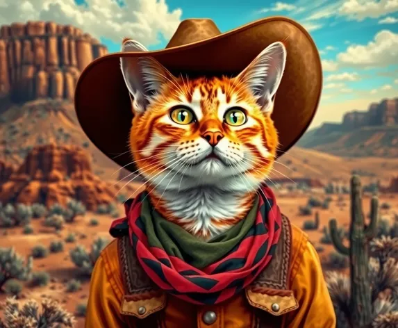 cat with cowboy hat