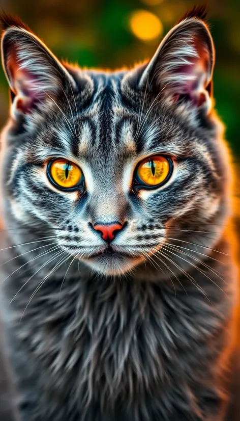 grey cat with gold