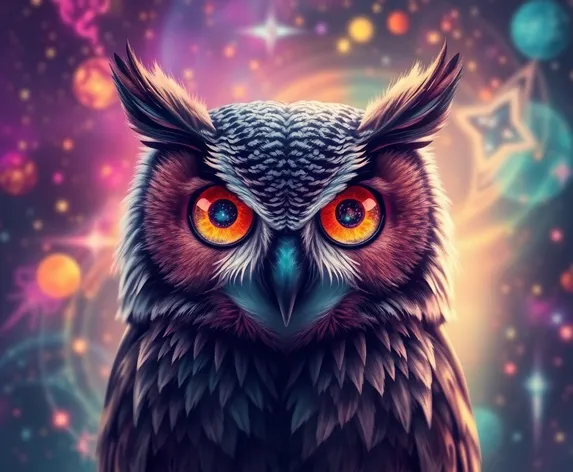 owl with galaxy eyes