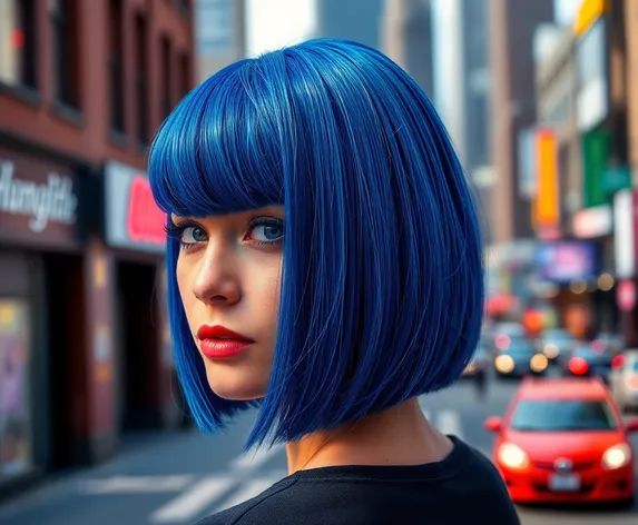 blue bob haircut