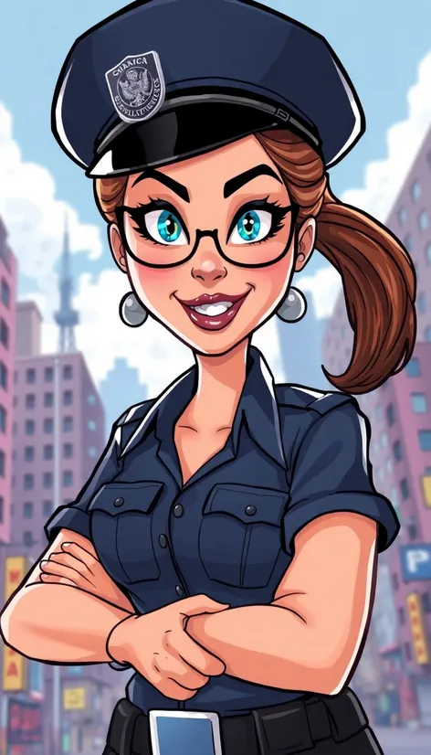 woman police officer cartoon