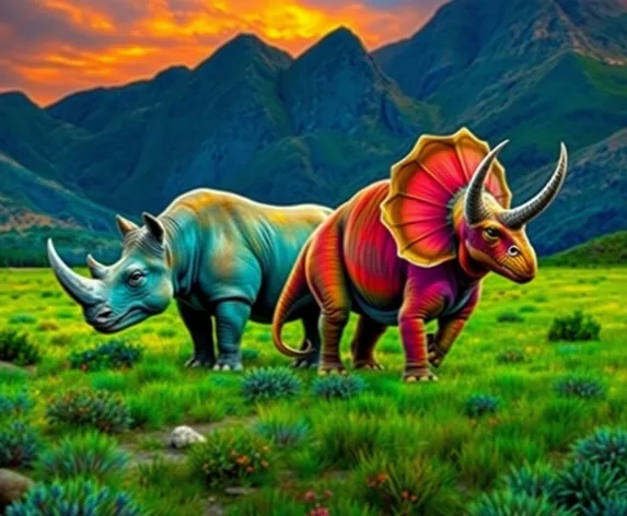 rhino and triceratops