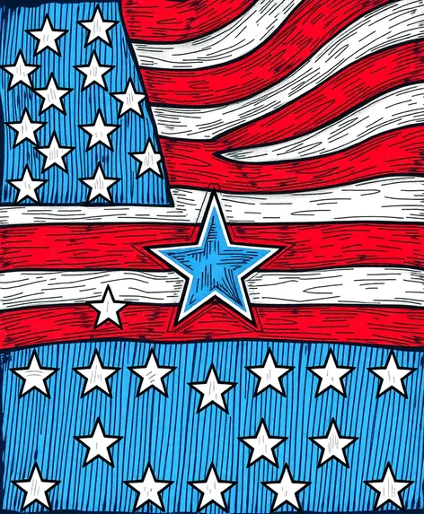 american flag stars drawing