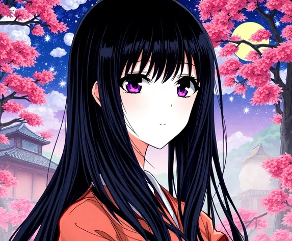 anime long black hair