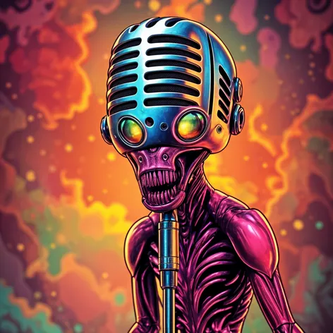 Alien, monster, microphone shaped