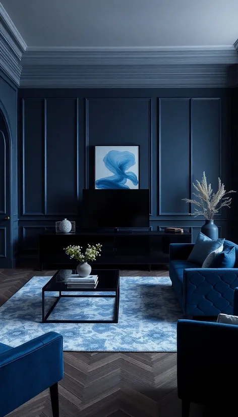 blue and black bedroom