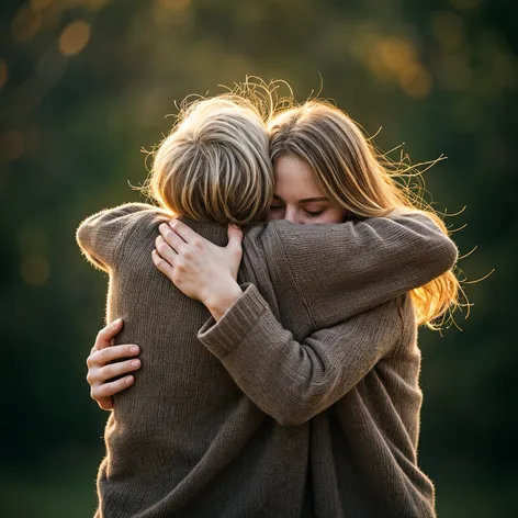 Two people hugging each