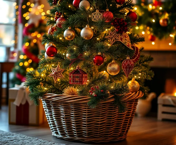 christmas tree in basket