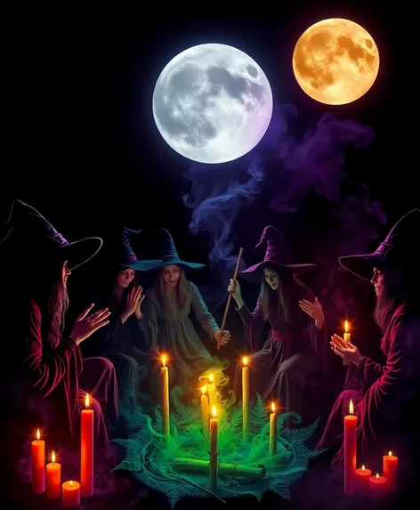 circle of witches dancing