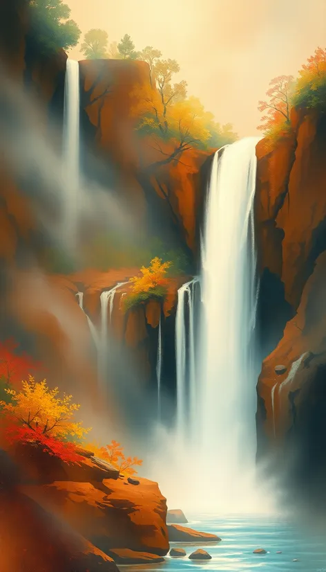 waterfall landscape painting