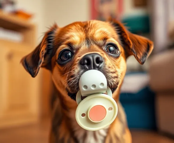 dog with pacifier