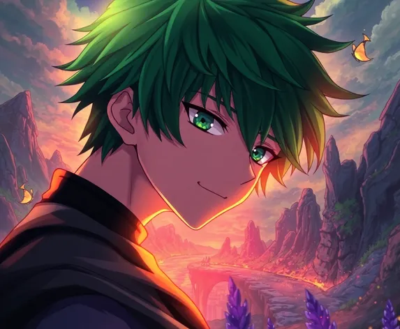 anime green hair guy