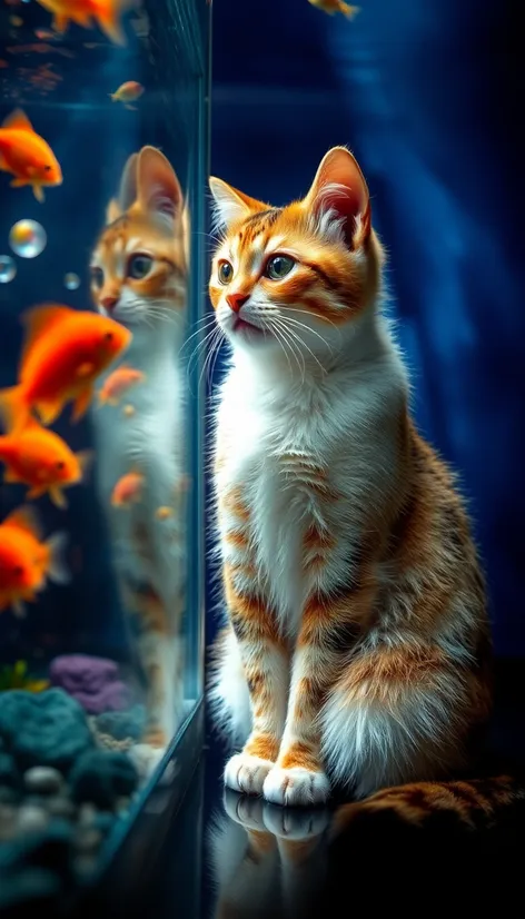 fish tank with cat