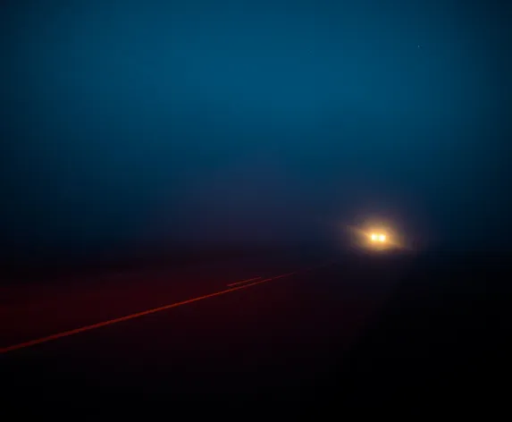 foggy night car view