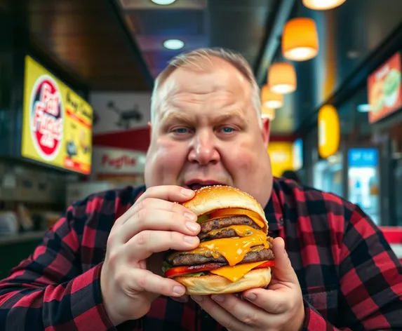 fat white guy eating