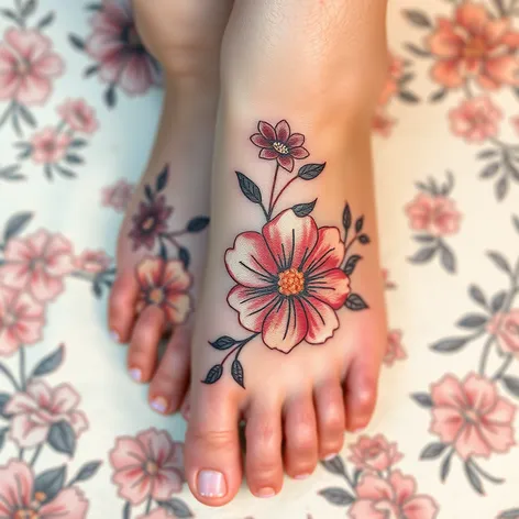 flower foot tattoo designs