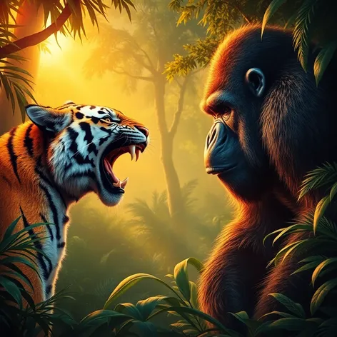 gorilla and tiger