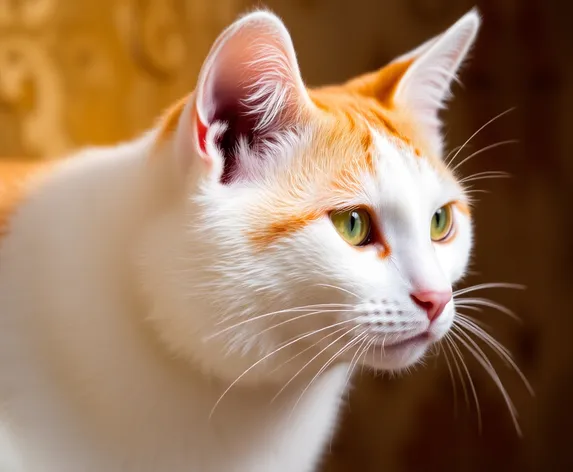 white cat with orange