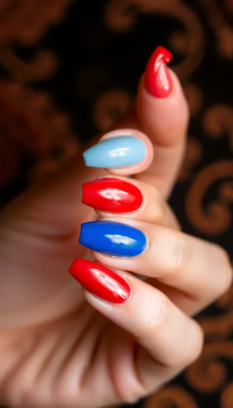 red white blue nails