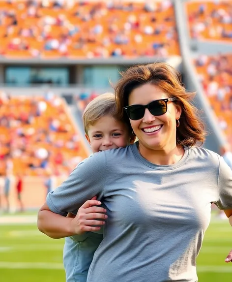 mom and son football