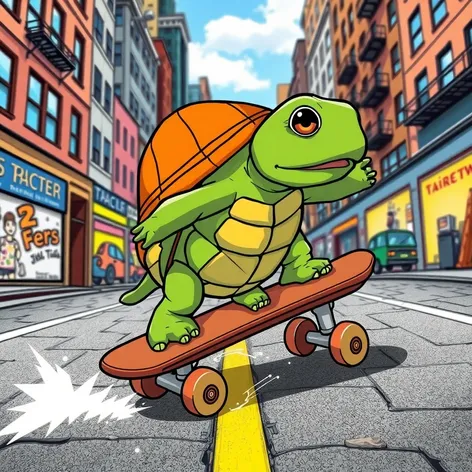 turtle on skateboard