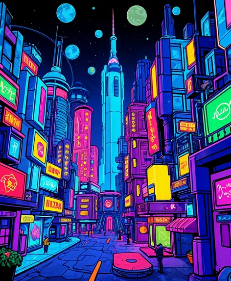 scifi city background cartoon