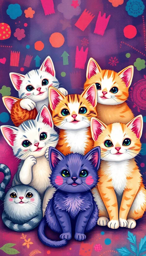 cat and kittens coloring