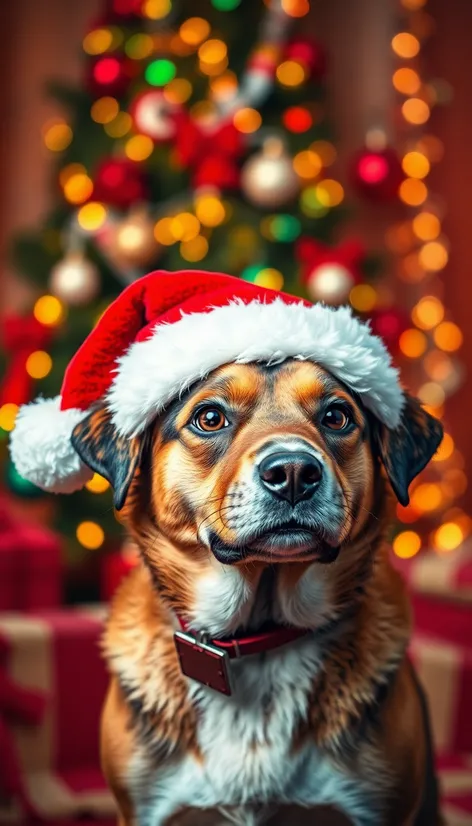 dog with santa hat