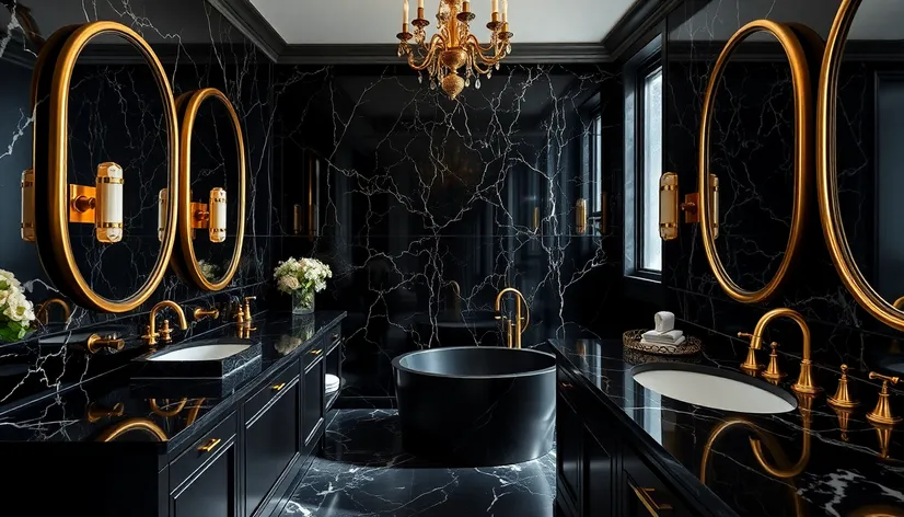 black and gold bathroom