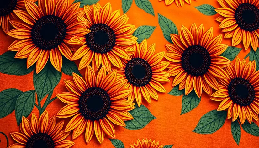 orange sunflower fabric prints