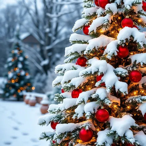 christmas tree in snow