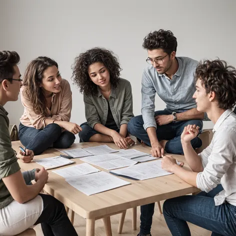 five young people talking