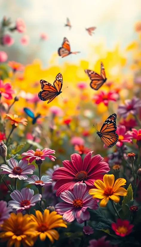 butterflies and flowers