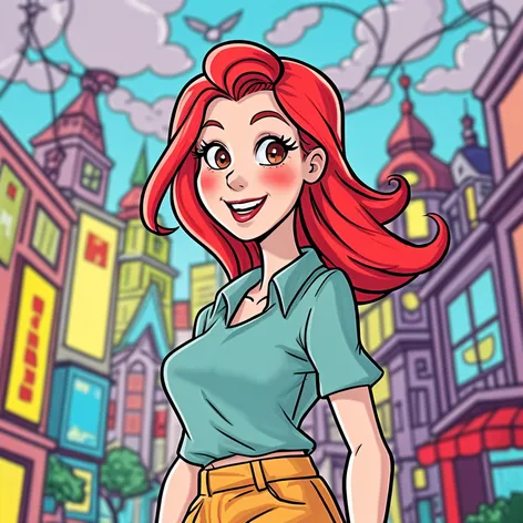 cartoon woman red hair