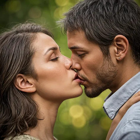 Two people kissing