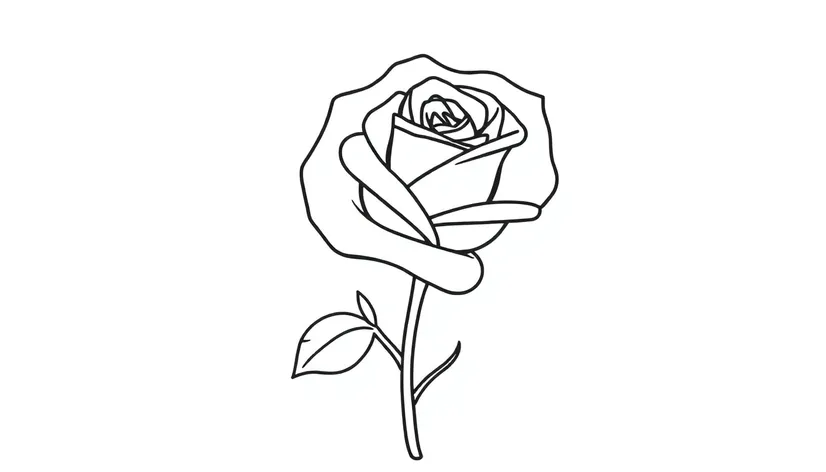 line drawing outline rose