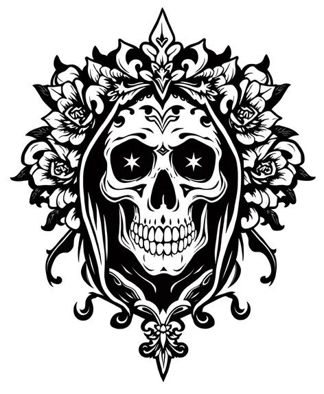 black white santa muerte