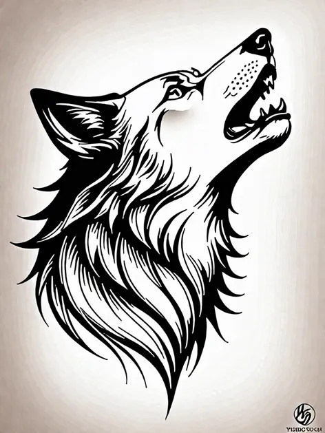 wolf howling tattoo