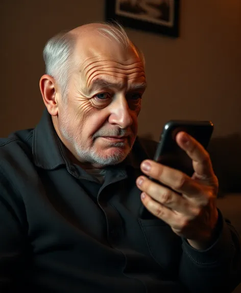 grandpa looking at phone