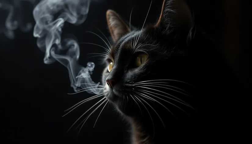 black cat smoking