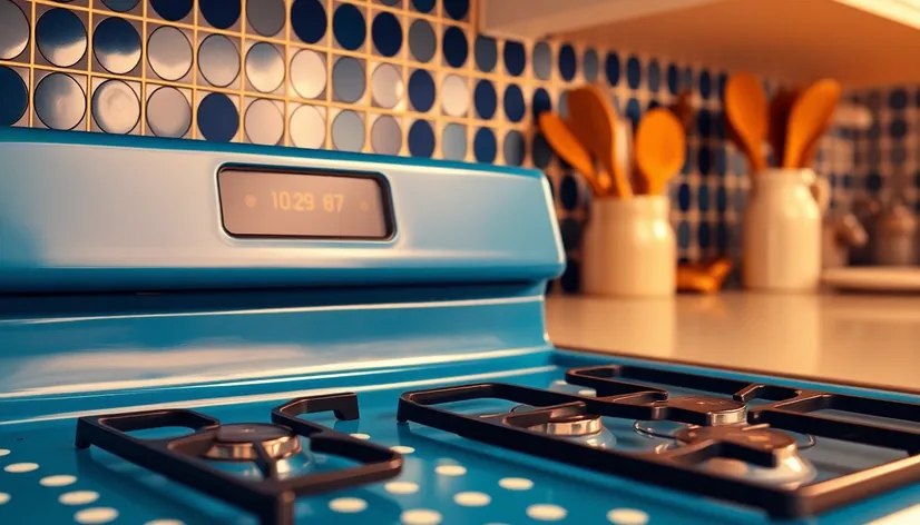 stove with blue poka