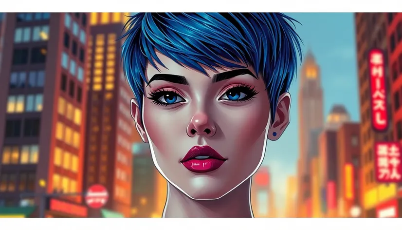 blue hair pixie cut