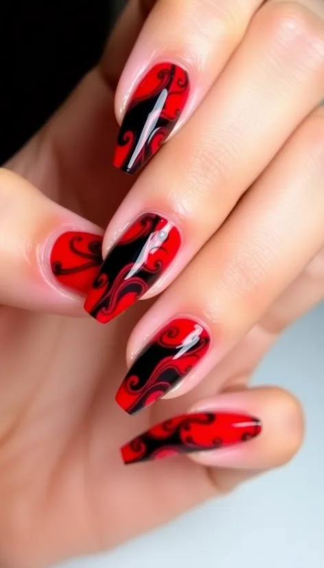 nail design red black