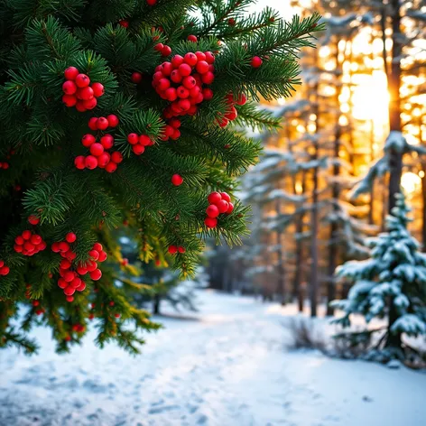 coniferous tree with red